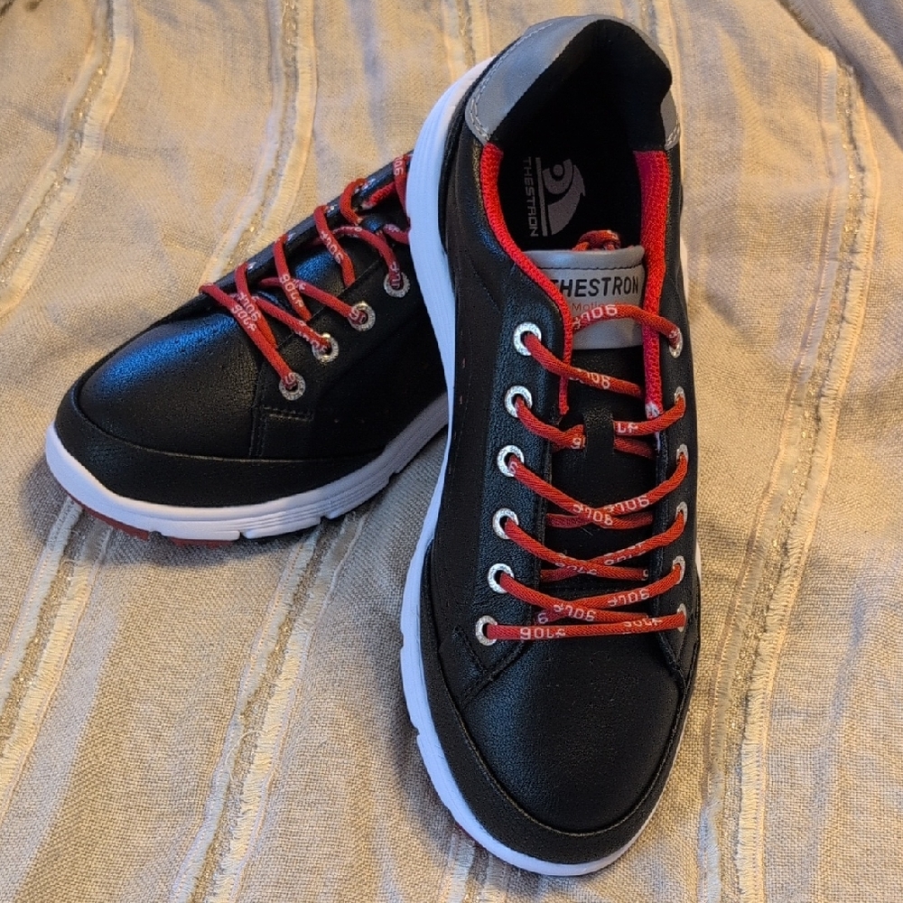 Thestron Motion Pro 2.0 Professional Black and Red Men's Golf Shoes